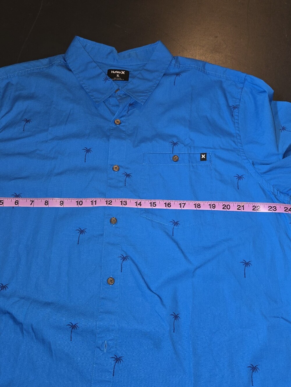 NWT Hurley Men's Short-Sleeve Blue Palm-Print Button-Up Shirt - Picture 10 of 10